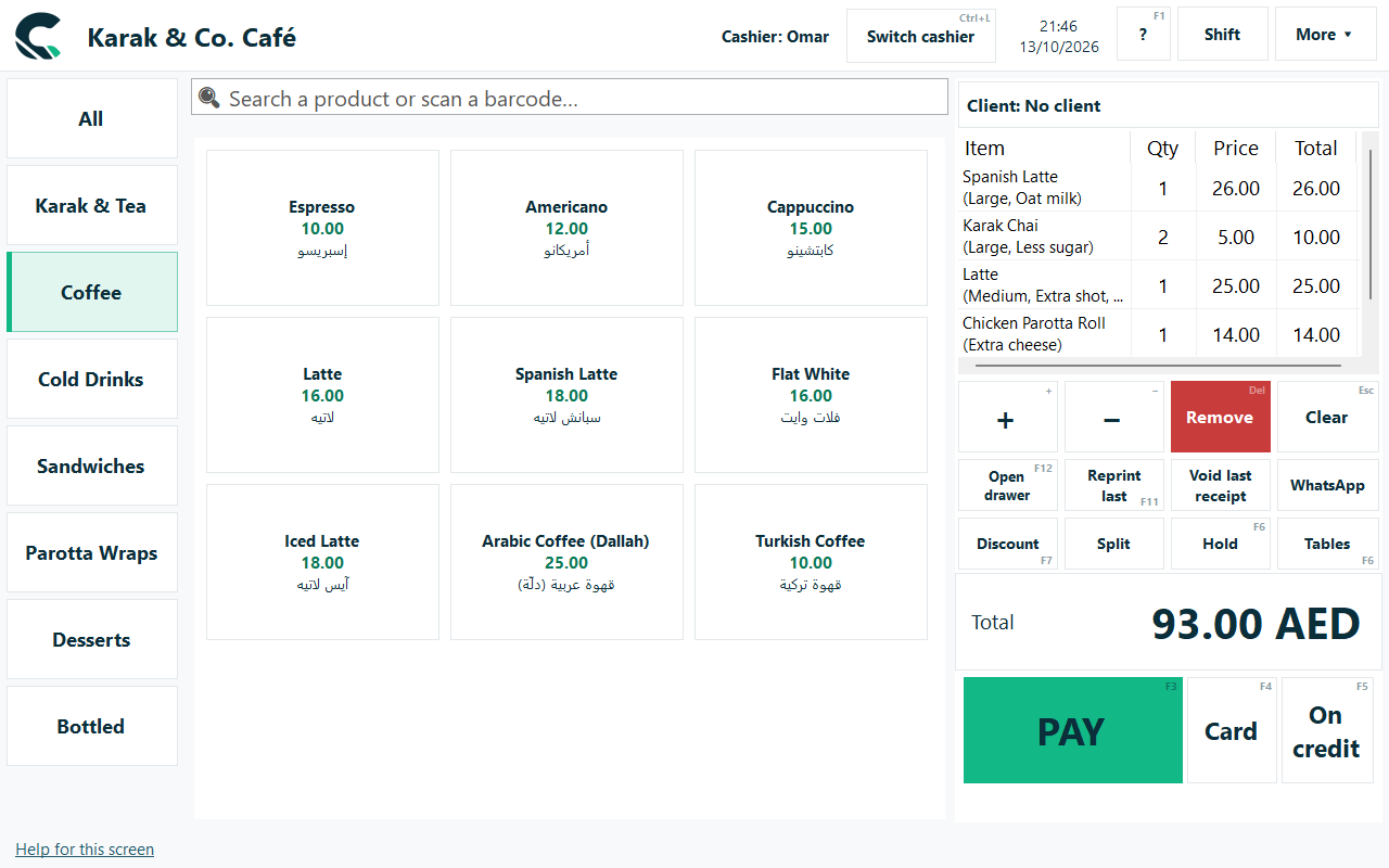 Native Windows capture with fictional demo data: Checkout and paper-light receipts