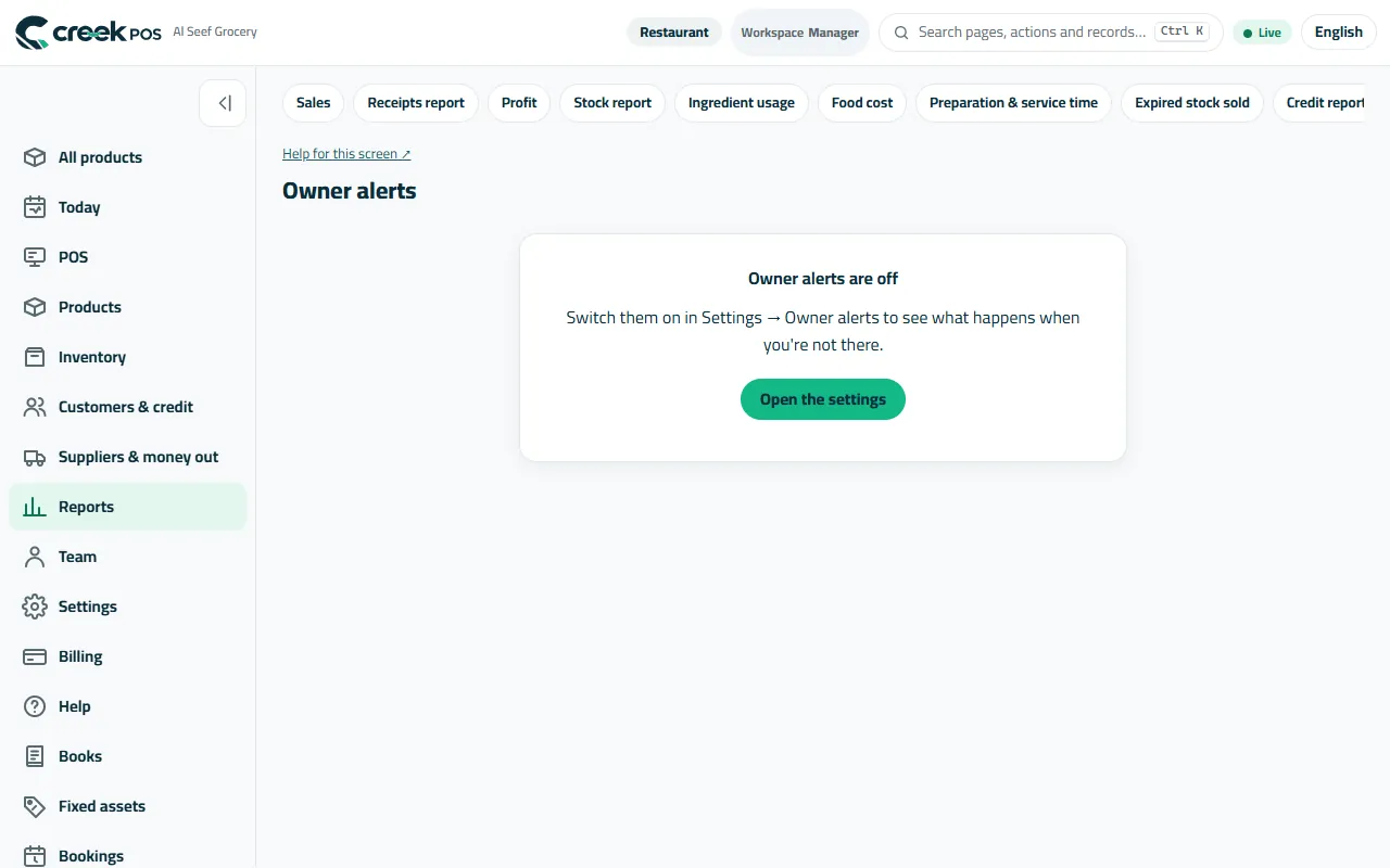 Owner alerts: switch them on in Settings → Owner alerts.