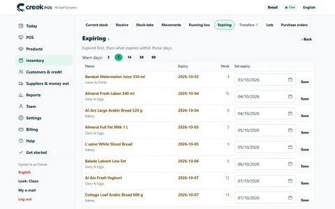 Expiring first: what to sell or mark down, with the dates.