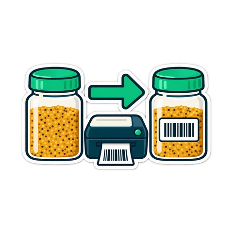 Barcode labels printed for jars that had none