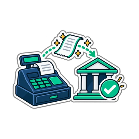 An invoice turning into structured data with a green tick